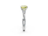 White gold Fancy Yellow Princess Cut Diamond Solitaire Engagement Ring with Twisted Pavé Band and Four-Prong Setting_81