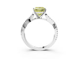 White gold Fancy Yellow Princess Cut Diamond Solitaire Engagement Ring with Twisted Pavé Band and Four-Prong Setting_82