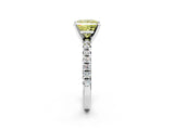 White gold Fancy Yellow Princess Cut Diamond Solitaire Pavé Engagement Ring with Round Band and Prong Setting_14