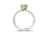 White gold Fancy Yellow Princess Cut Diamond Solitaire Pavé Engagement Ring with Round Band and Prong Setting_15