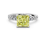 White gold Fancy Yellow Princess Cut Diamond Solitaire Pavé Engagement Ring with Round Band and Prong Setting_54