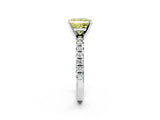 White gold Fancy Yellow Princess Cut Diamond Solitaire Pavé Engagement Ring with Round Band and Prong Setting_56