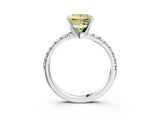White gold Fancy Yellow Princess Cut Diamond Solitaire Pavé Engagement Ring with Round Band and Prong Setting_57