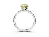 White gold Fancy Yellow Princess Cut Diamond Solitaire Pavé Engagement Ring with Round Band and Prong Setting_88