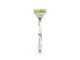 White gold Fancy Yellow Princess Cut Diamond Solitaire Ring with Classic Band and Four-Prong Setting_2