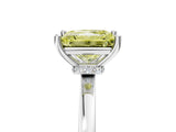 White gold Fancy Yellow Princess Cut Diamond Solitaire Ring with Classic Band and Four-Prong Setting_5
