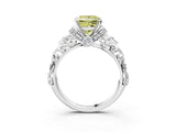 White gold Fancy Yellow Princess Cut Diamond Solitaire Ring with Filigree Band and Four-Prong Setting_19
