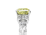 White gold Fancy Yellow Princess Cut Diamond Solitaire Ring with Filigree Band and Four-Prong Setting_22