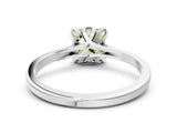 White gold Fancy Yellow Princess Cut Diamond Solitaire Ring with Flower Prong Setting and Classic Band
