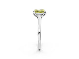 White gold Fancy Yellow Princess Cut Diamond Solitaire Ring with Flower Prong Setting and Classic Band_2