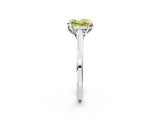 White gold Fancy Yellow Princess Cut Diamond Solitaire Ring with Flower Prong Setting and Classic Band_21