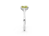 White gold Fancy Yellow Princess Cut Diamond Solitaire Ring with Flower Prong Setting and Classic Band_26