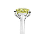 White gold Fancy Yellow Princess Cut Diamond Solitaire Ring with Flower Prong Setting and Classic Band_29