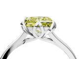 White gold Fancy Yellow Princess Cut Diamond Solitaire Ring with Flower Prong Setting and Classic Band_59