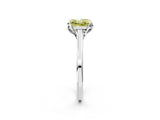 White gold Fancy Yellow Princess Cut Diamond Solitaire Ring with Flower Prong Setting and Classic Band_91
