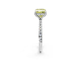 White gold Fancy Yellow Princess Cut Diamond Solitaire Ring with Four-Prong Setting and Pavé Band_5