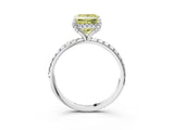White gold Fancy Yellow Princess Cut Diamond Solitaire Ring with Four-Prong Setting and Pavé Band_6