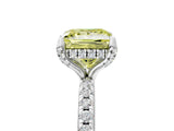 White gold Fancy Yellow Princess Cut Diamond Solitaire Ring with Four-Prong Setting and Pavé Band_8