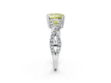 White gold Fancy Yellow Princess Cut Diamond Solitaire Ring with Four-Prong Setting and Twisted Pavé Band_19
