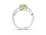 White gold Fancy Yellow Princess Cut Diamond Solitaire Ring with Four-Prong Setting and Twisted Pavé Band_20