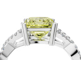 White gold Fancy Yellow Princess Cut Diamond Solitaire Ring with Four-Prong Setting and Twisted Pavé Band_21