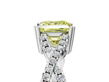 White gold Fancy Yellow Princess Cut Diamond Solitaire Ring with Four-Prong Setting and Twisted Pavé Band_22