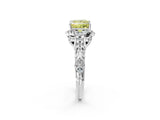 White gold Fancy Yellow Princess Cut Diamond Solitaire Ring with Hidden Halo and Pavé Band_41