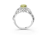 White gold Fancy Yellow Princess Cut Diamond Solitaire Ring with Hidden Halo and Pavé Band_42