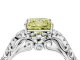 White gold Fancy Yellow Princess Cut Diamond Solitaire Ring with Hidden Halo and Pavé Band_43