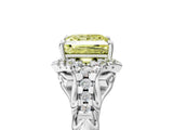 White gold Fancy Yellow Princess Cut Diamond Solitaire Ring with Hidden Halo and Pavé Band_44