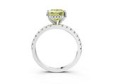 White gold Fancy Yellow Princess Cut Diamond Solitaire Ring with Pavé Band and Four-Prong Setting_32