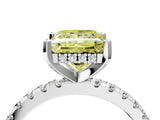 White gold Fancy Yellow Princess Cut Diamond Solitaire Ring with Pavé Band and Four-Prong Setting_33