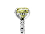 White gold Fancy Yellow Princess Cut Diamond Solitaire Ring with Pavé Band and Four-Prong Setting_33