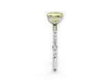 White gold Fancy Yellow Princess Cut Diamond Solitaire Ring with Pavé Band and Hidden Halo_34
