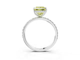 White gold Fancy Yellow Princess Cut Diamond Solitaire Ring with Pavé Band and Hidden Halo_35