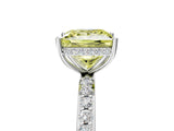 White gold Fancy Yellow Princess Cut Diamond Solitaire Ring with Pavé Band and Hidden Halo_37