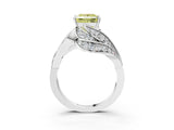 White gold Fancy Yellow Princess Cut Diamond Solitaire Ring with Prong Setting and Twisted Pavé Band_15
