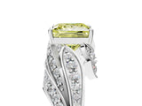 White gold Fancy Yellow Princess Cut Diamond Solitaire Ring with Prong Setting and Twisted Pavé Band_17