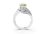White gold Fancy Yellow Princess Cut Diamond Solitaire Ring with Prong Setting and Twisted Pavé Band_3