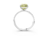 White gold Fancy Yellow Princess Cut Diamond Solitaire Ring with Round  Pavé Band and Prong Setting_75
