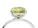 White gold Fancy Yellow Princess Cut Diamond Solitaire Ring with Round  Pavé Band and Prong Setting_76