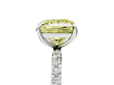 White gold Fancy Yellow Princess Cut Diamond Solitaire Ring with Round  Pavé Band and Prong Setting_77