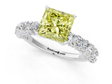 White gold Fancy Yellow Princess Cut Diamond Solitaire Ring with Shared Prong Pavé Band and Four-Prong Setting_34