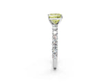 White gold Fancy Yellow Princess Cut Diamond Solitaire Ring with Shared Prong Pavé Band and Four-Prong Setting_35