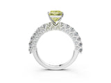White gold Fancy Yellow Princess Cut Diamond Solitaire Ring with Shared Prong Pavé Band and Four-Prong Setting_36