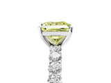 White gold Fancy Yellow Princess Cut Diamond Solitaire Ring with Shared Prong Pavé Band and Four-Prong Setting_39