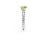 White gold Fancy Yellow Princess Cut Diamond Solitaire Ring with Shared Prong Pavé Band and Four-Prong Setting_48