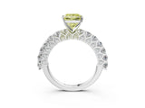 White gold Fancy Yellow Princess Cut Diamond Solitaire Ring with Shared Prong Pavé Band and Four-Prong Setting_49