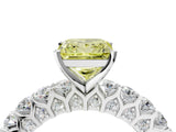 White gold Fancy Yellow Princess Cut Diamond Solitaire Ring with Shared Prong Pavé Band and Four-Prong Setting_50