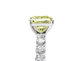 White gold Fancy Yellow Princess Cut Diamond Solitaire Ring with Shared Prong Pavé Band and Four-Prong Setting_51